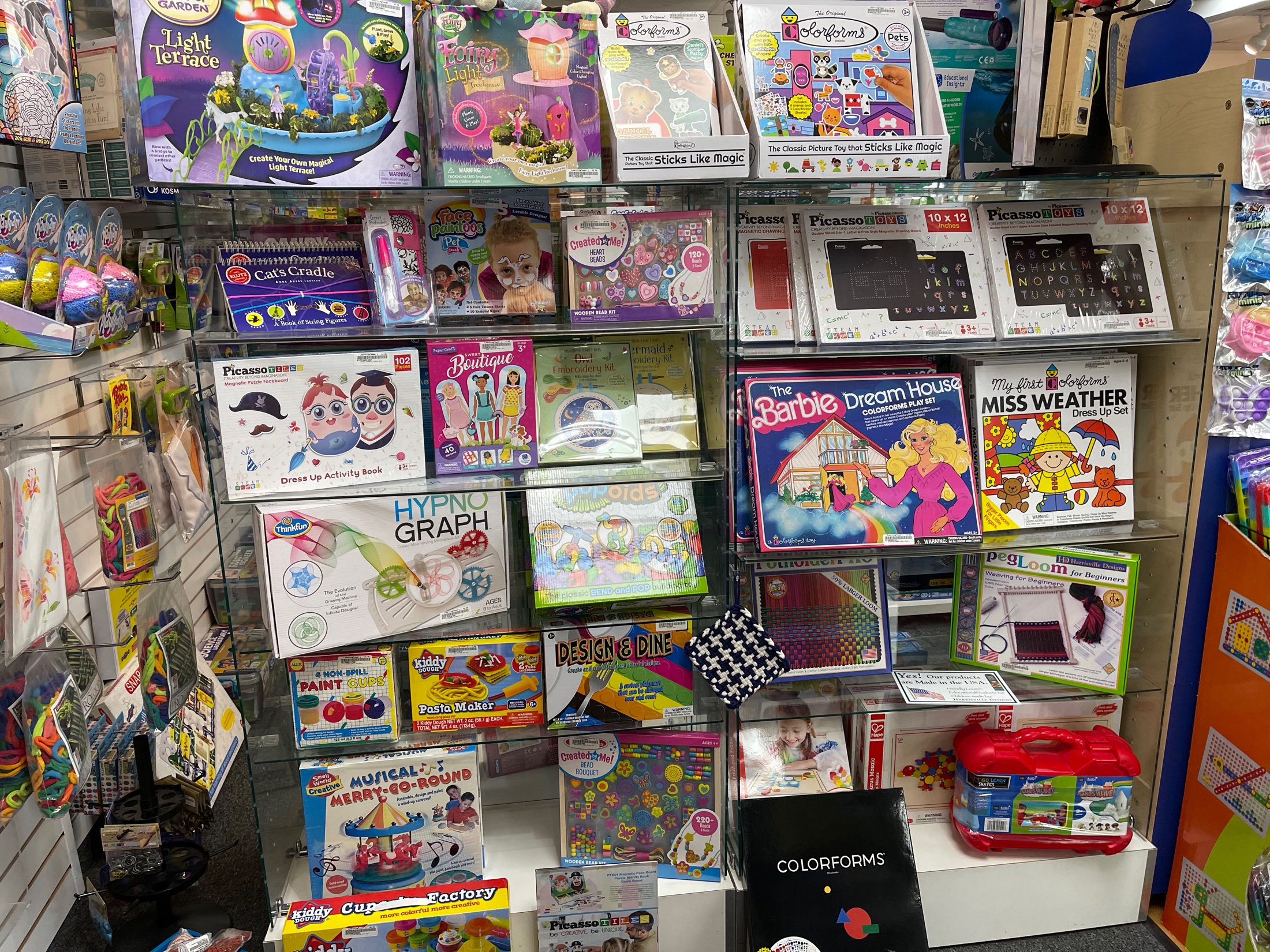 Creative activity and discovery kits displayed in the store